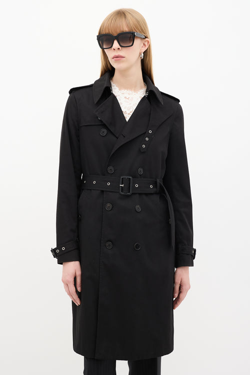 Saint Laurent Black Double Breasted Trench Coat