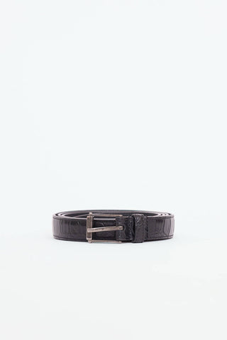 Saint Laurent Embossed Skinny Belt