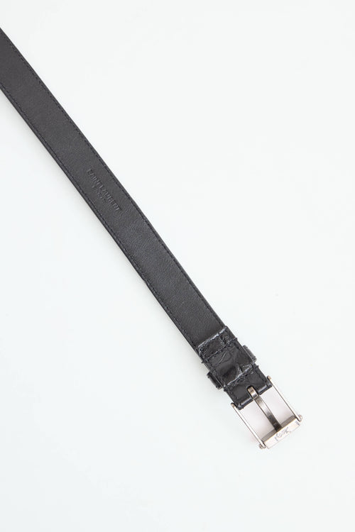 Saint Laurent Embossed Skinny Belt