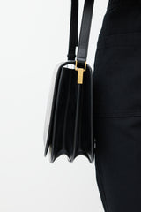 Saint Laurent Black & Gold Leather Saddle Bag