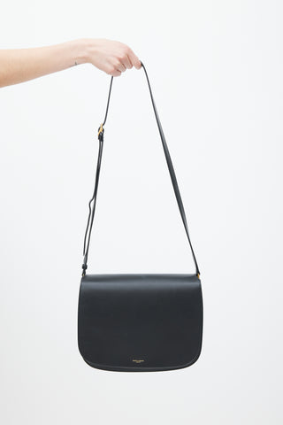 Saint Laurent Black & Gold Leather Saddle Bag