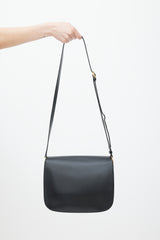 Saint Laurent Black & Gold Leather Saddle Bag