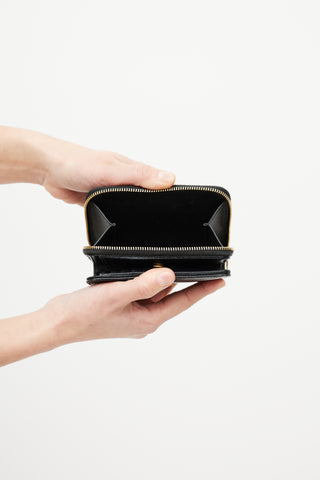 Saint Laurent Black Matelassé Compact Zip Around Wallet