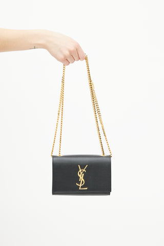 Saint Laurent Black & Gold Classic Kate Leather Bag