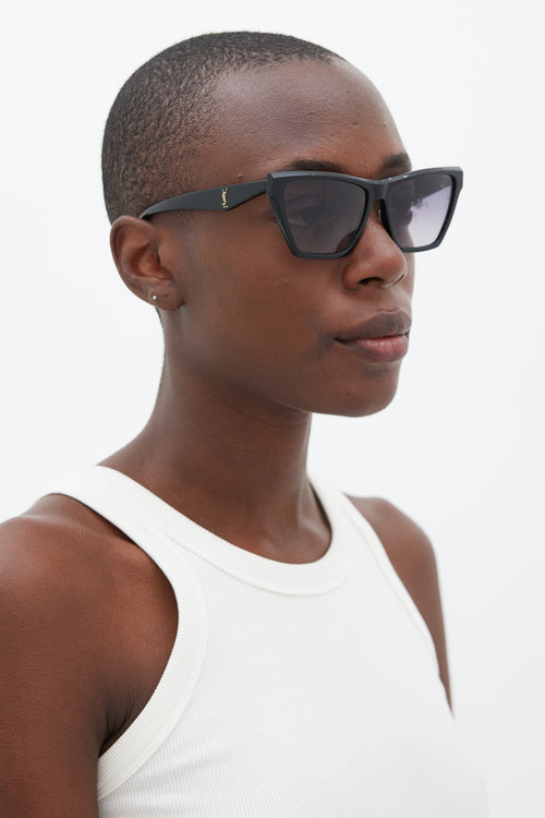 Saint Laurent Black & Gold SLM103 Cateye Sunglasses