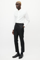 Saint Laurent Black & Gold Metallic Wool Striped Trouser