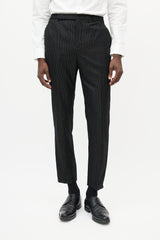 Saint Laurent Black & Gold Metallic Wool Striped Trouser
