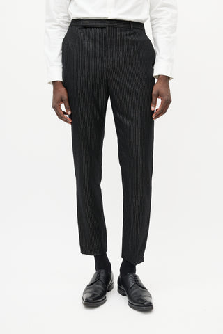 Saint Laurent Black & Gold Metallic Wool Striped Trouser
