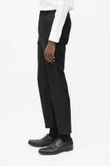 Saint Laurent Black & Gold Metallic Wool Striped Trouser