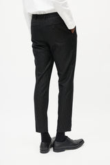 Saint Laurent Black & Gold Metallic Wool Striped Trouser