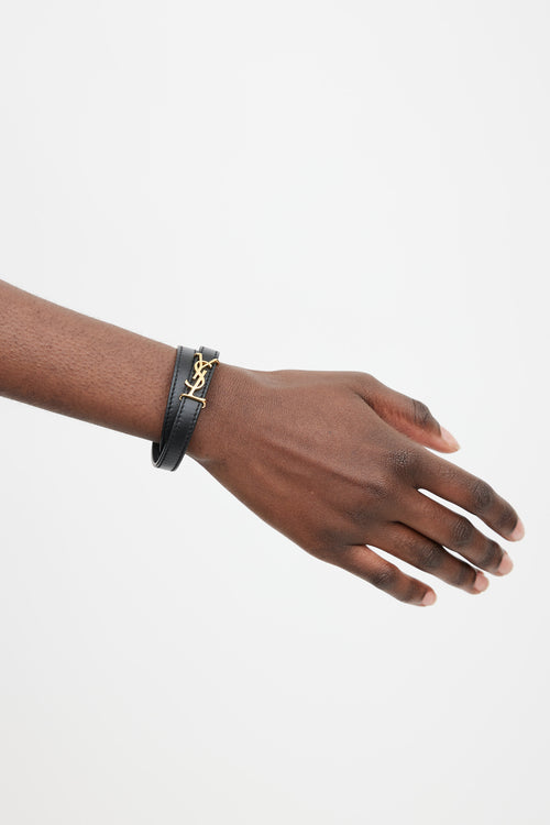 Saint Laurent Black & Gold Opyum Wrap Bracelet
