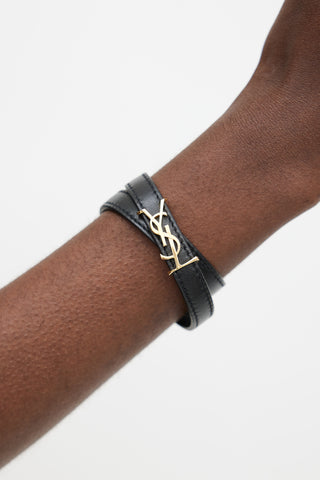 Saint Laurent Black & Gold Opyum Wrap Bracelet