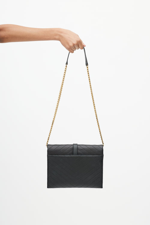 Saint Laurent Black Quilted Envelope Bag