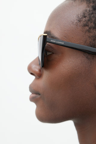 Saint Laurent Black & Gold SL570 Tapered Sunglasses