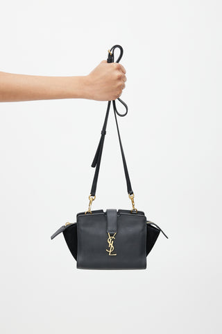Saint Laurent Black & Gold Toy Cabas Leather Bag