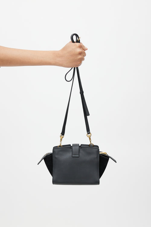 Saint Laurent Black & Gold Toy Cabas Leather Bag