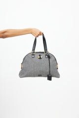 Saint Laurent Black & Grey Muse Wool Bag