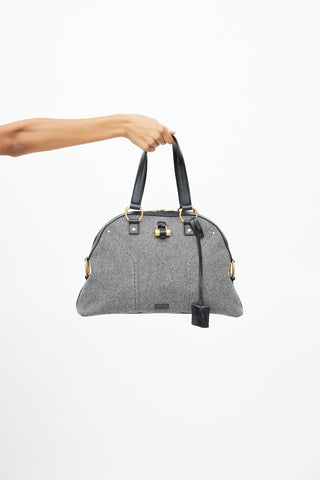 Saint Laurent Black & Grey Muse Wool Bag