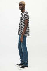 Saint Laurent Black & Grey Striped T-Shirt