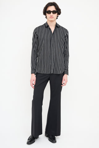 Saint Laurent Black & Grey Wide Pinstripe Shirt