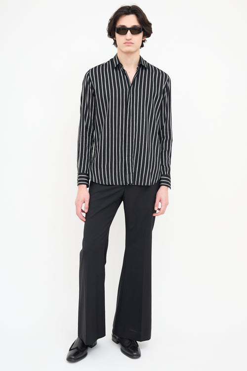 Saint Laurent Black & Grey Wide Pinstripe Shirt