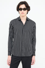 Saint Laurent Black & Grey Wide Pinstripe Shirt