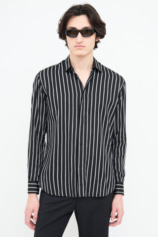Saint Laurent Black & Grey Wide Pinstripe Shirt