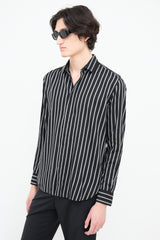 Saint Laurent Black & Grey Wide Pinstripe Shirt