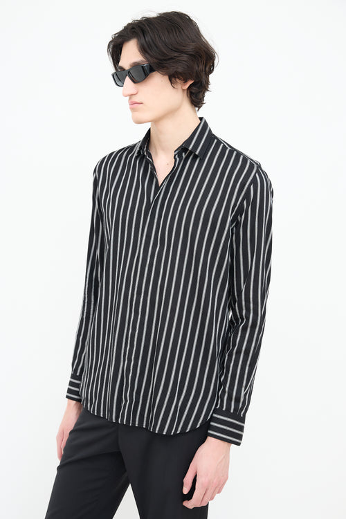 Saint Laurent Black & Grey Wide Pinstripe Shirt
