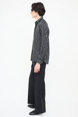 Saint Laurent Black & Grey Wide Pinstripe Shirt