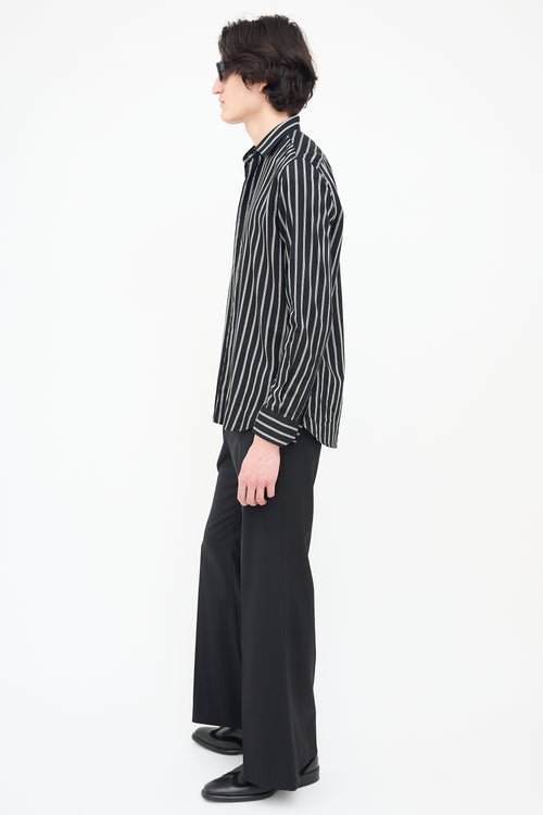 Saint Laurent Black & Grey Wide Pinstripe Shirt