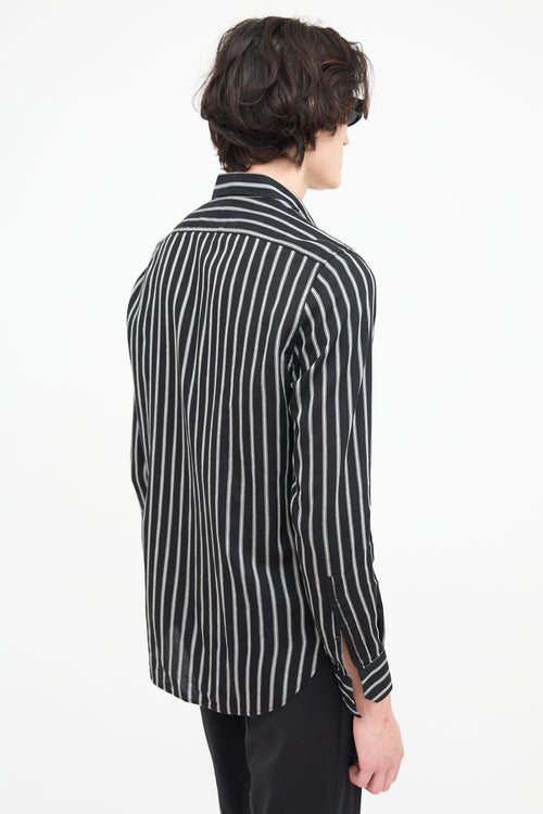 Saint Laurent Black & Grey Wide Pinstripe Shirt