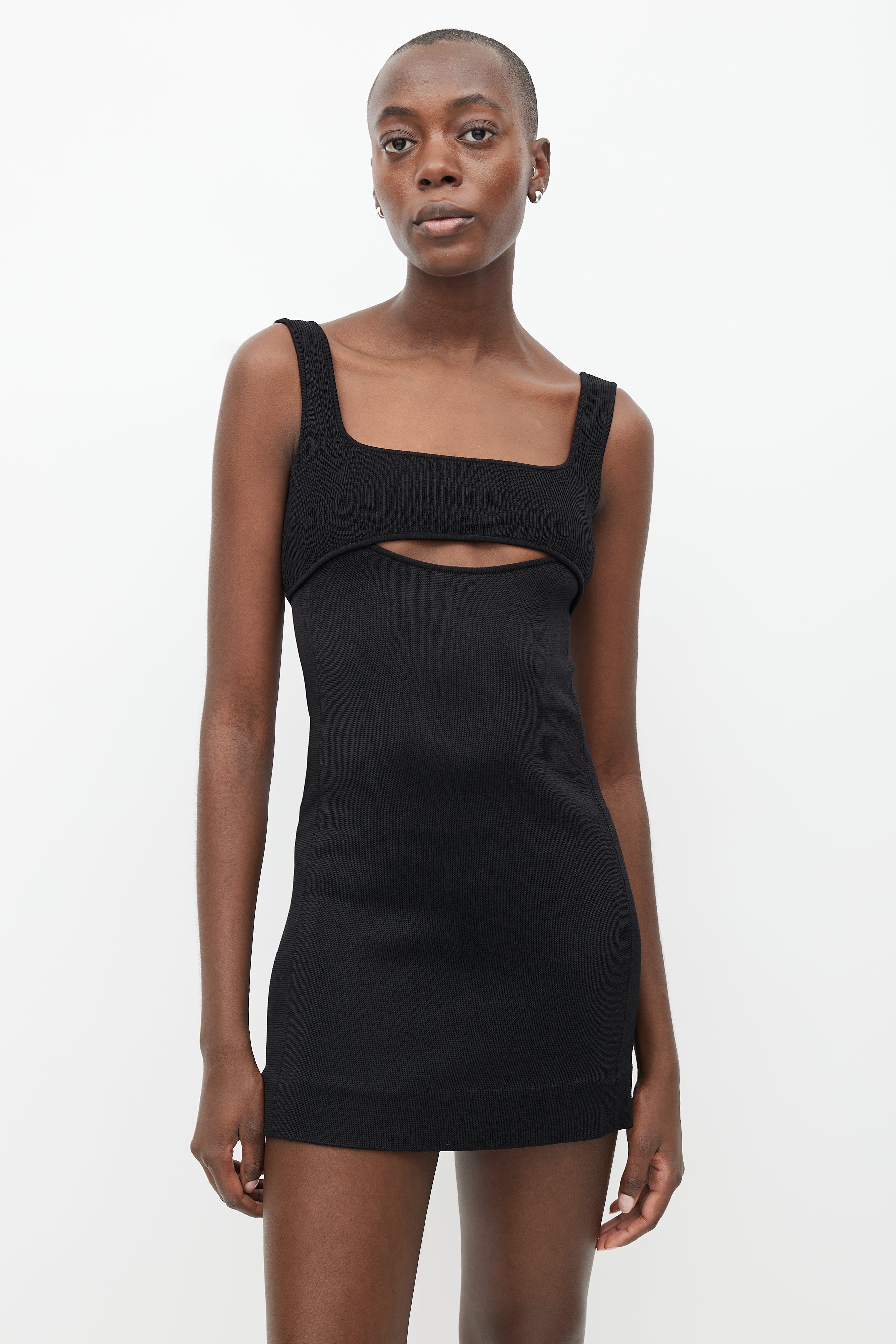 Saint Laurent // Black Knit Cut Out Mini Dress VSP Consignment Saint Laurent // Black Knit Cut Out Mini Dress VSP Consignment