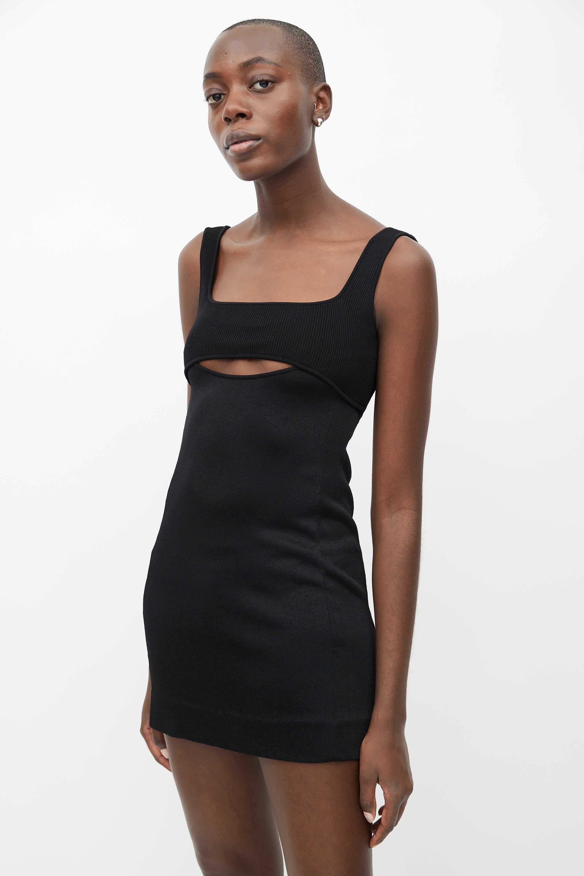 Saint Laurent // Black Knit Cut Out Mini Dress VSP Consignment Saint Laurent // Black Knit Cut Out Mini Dress VSP Consignment