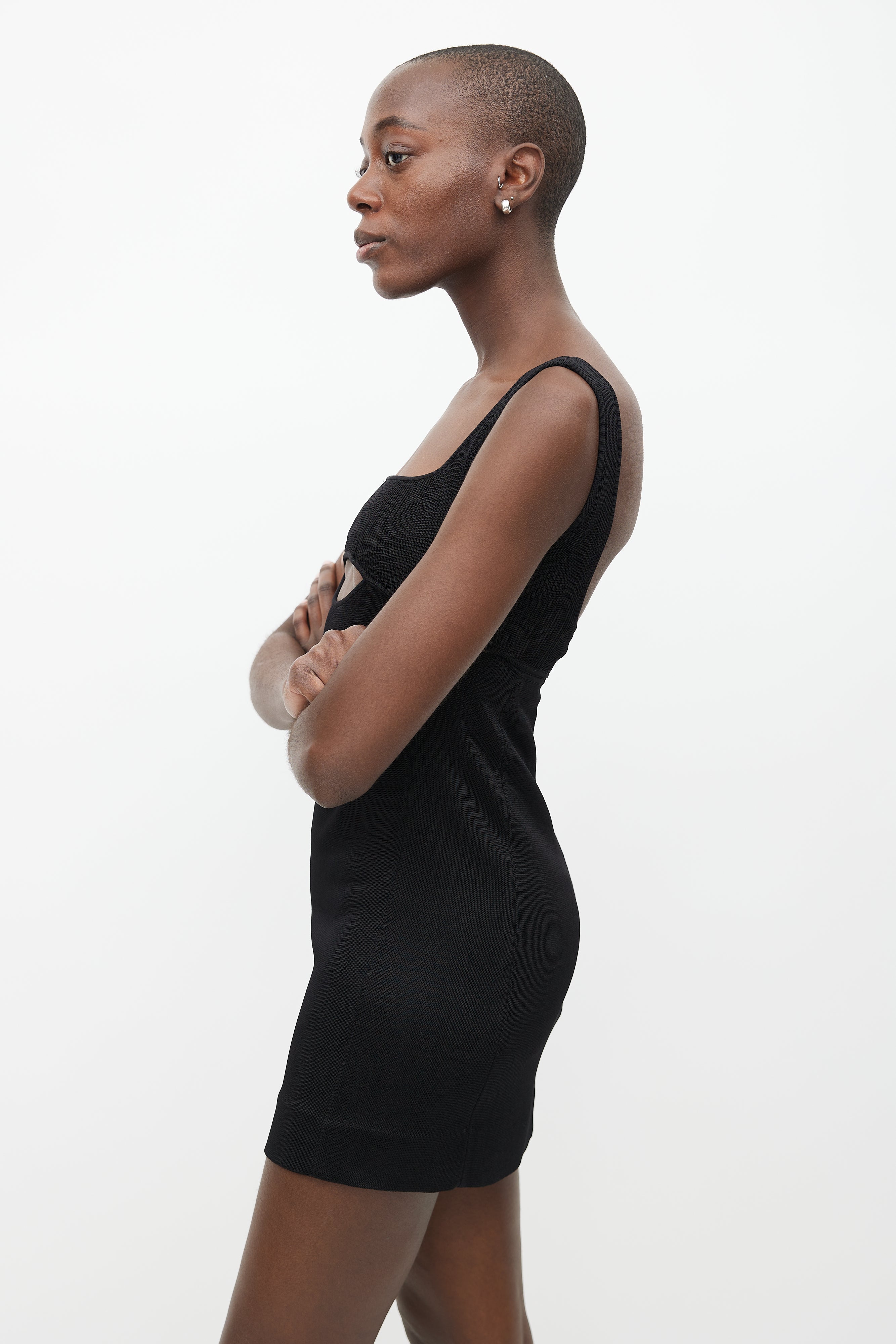 Saint Laurent // Black Knit Cut Out Mini Dress – VSP Consignment