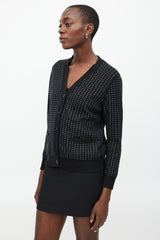 Saint Laurent Black Knit Rhinestone Cardigan