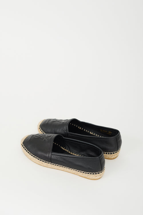 Saint Laurent Black Leather Cassandre Logo Espadrille