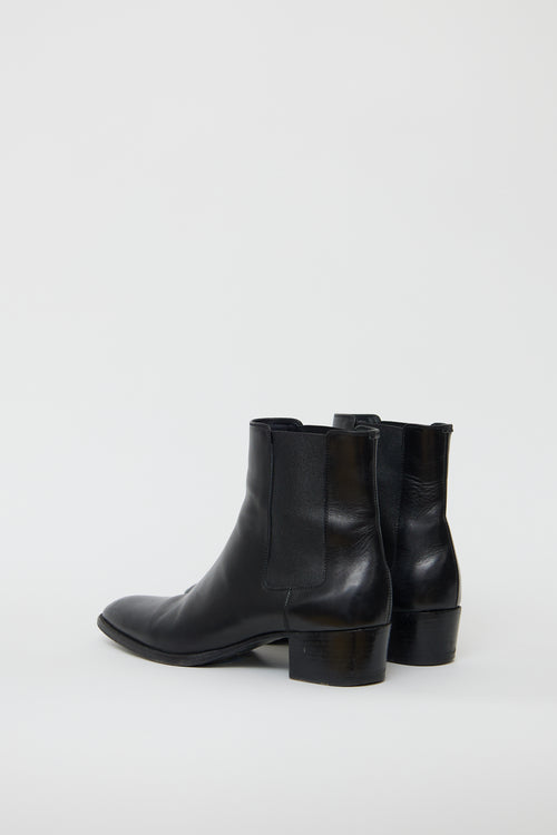 Saint Laurent Black Leather Chelsea Boot