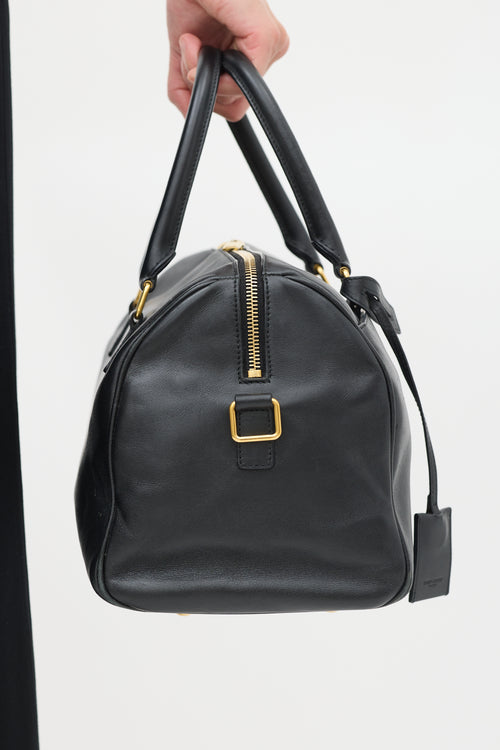 Saint Laurent Black Leather Classic Duffle 6 Bag