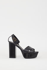 Saint Laurent Black Leather Farrah Platform Heel