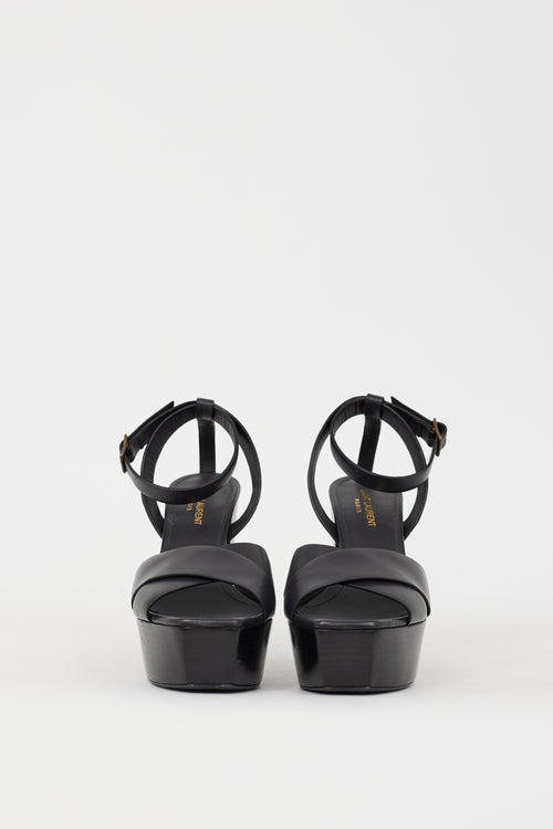 Saint Laurent Black Leather Farrah Platform Heel
