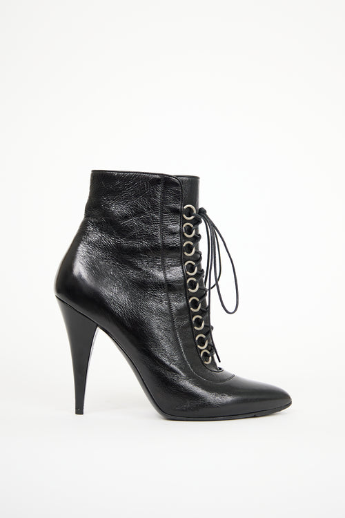 Saint Laurent Black Leather Fetish Boot