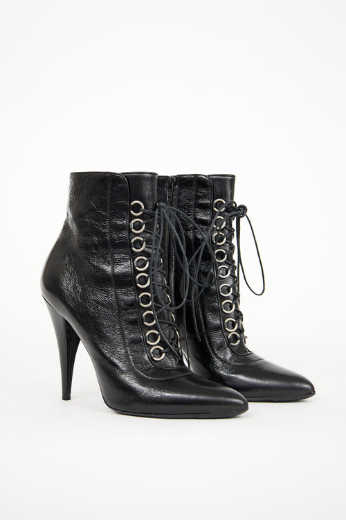 Saint Laurent Black Leather Fetish Boot