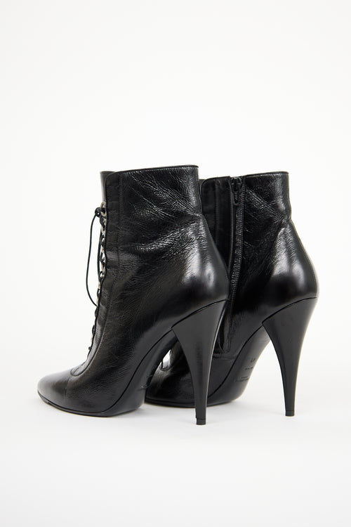 Saint Laurent Black Leather Fetish Boot