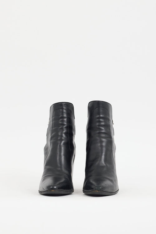 Saint Laurent Black Leather French 85 Boot