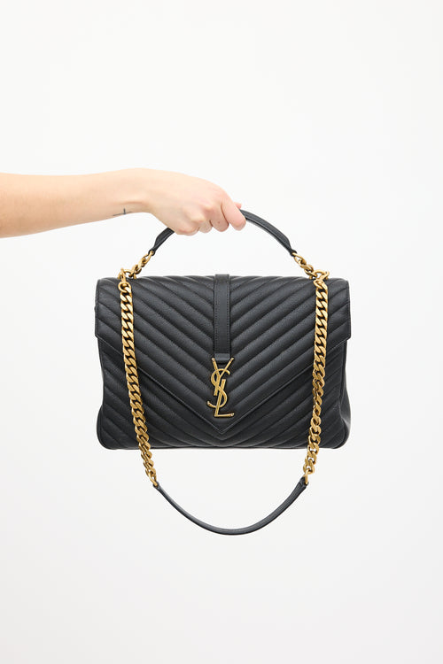 Saint Laurent Black Leather Large Envelope Chain Bag