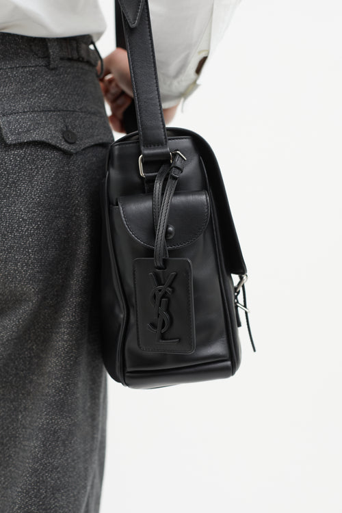 Saint Laurent Black Leather Messenger Bag