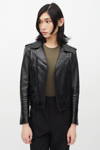 Saint Laurent Black Leather Moto Jacket