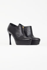 Saint Laurent Black Leather Stiletto Bootie