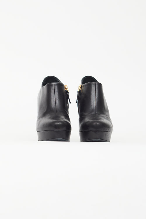 Saint Laurent Black Leather Stiletto Bootie